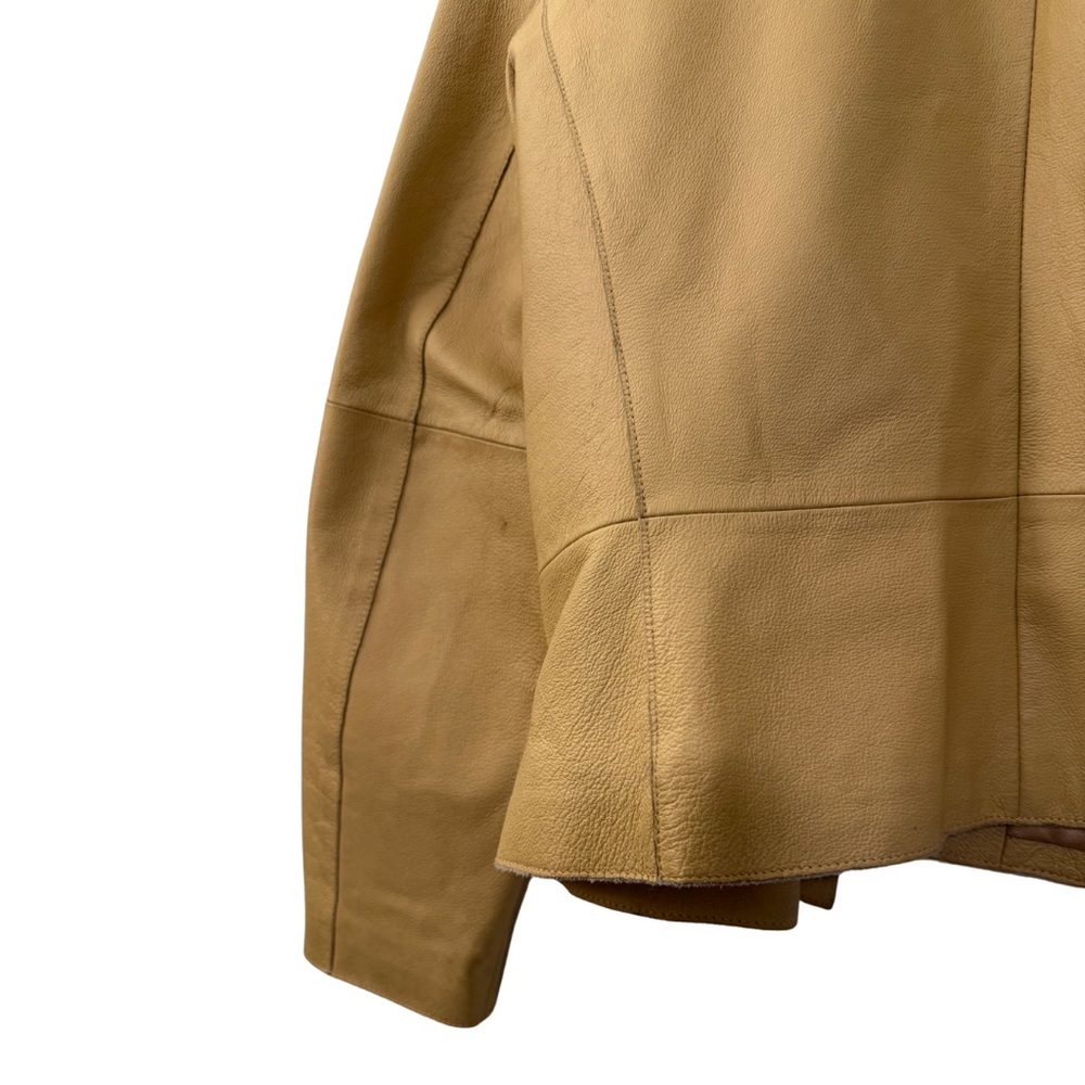 Vintage Clio Tan Lined Real Leather Jacket, Womens Size 10, Snap Button Closure - Picture 4 of 8